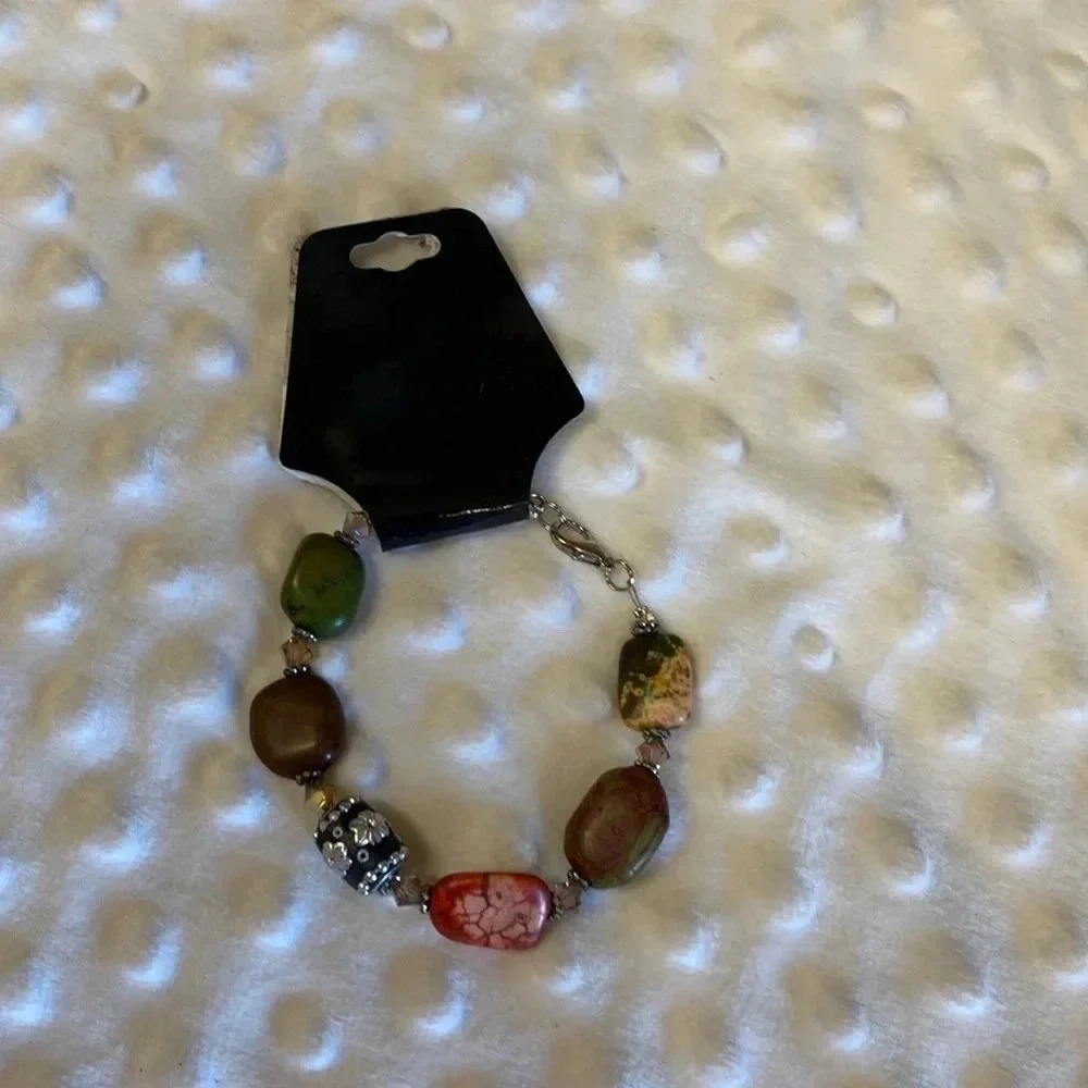 Multi Color Stone And Bead Boho Bracelet with Clasp